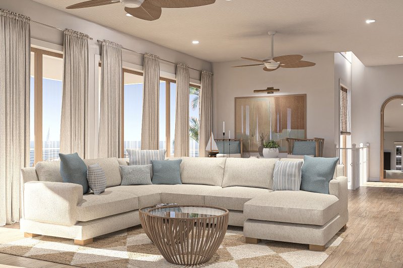 House Blueprint - Interior - Family Room 1 for Beach House Plan #455-378 - 4 bed, 3.5 bath