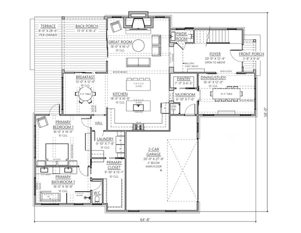 Craftsman Floor Plan - Main Floor Plan #1094-6