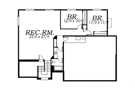 Floor Plan - Lower Floor for Colonial House Plan #130-131 - 5 bed, 2.5 bath