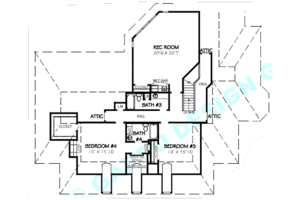 Floor Plan - Upper Floor for Colonial House Plan #424-219 - 4 bed, 4.5 bath