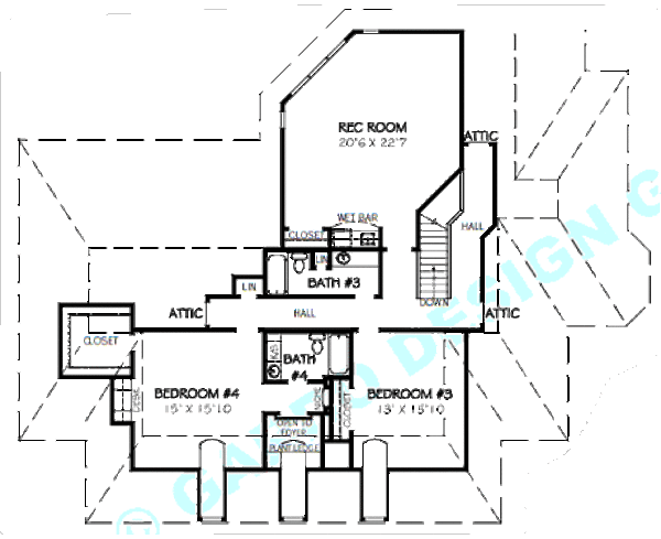 Colonial Floor Plan - Upper Floor Plan #424-219