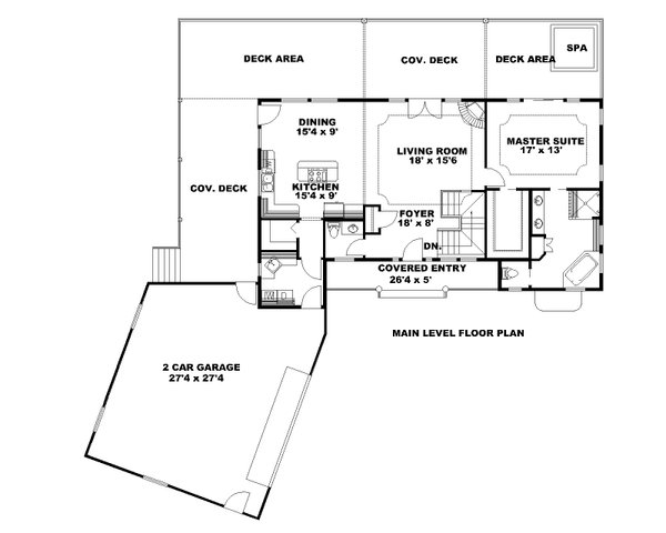Architectural House Design - Floor Plan - Main Floor for Craftsman House Plan #117-1083 - 3 bed, 2.5 bath