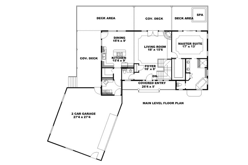 Architectural House Design - Floor Plan - Main Floor for Craftsman House Plan #117-1083 - 3 bed, 2.5 bath