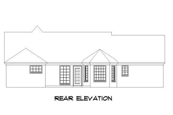 Exterior - Rear Elevation for Traditional House Plan #424-23 - 3 bed, 2 bath