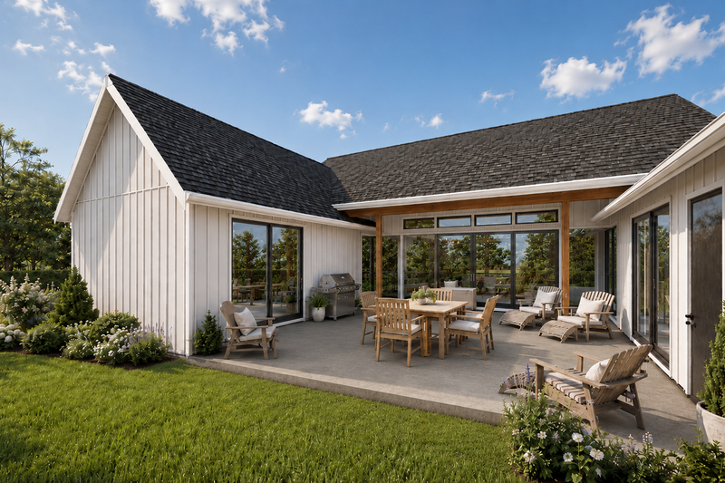 Architectural House Design - Exterior - Rear Elevation 2 for Farmhouse House Plan #48-1227 - 3 bed, 2 bath