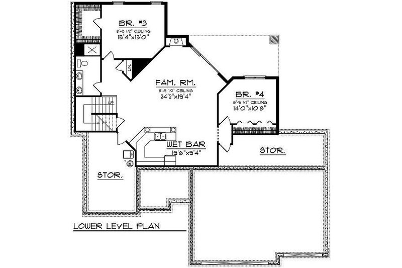 Home Plan - Floor Plan - Lower Floor for Traditional House Plan #70-865 - 4 bed, 2.5 bath