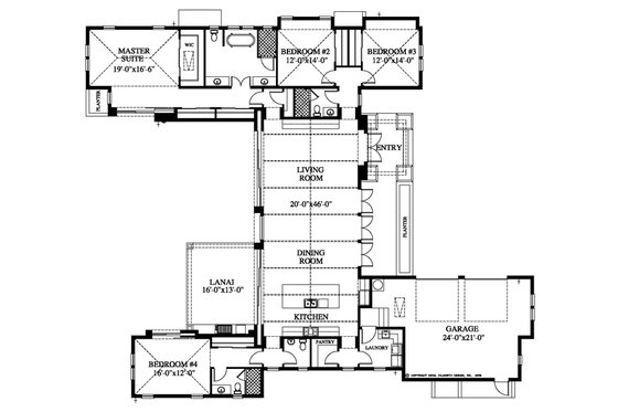 Floor Plan - Main Floor for Beach House Plan #426-13 - 4 bed, 3.5 bath