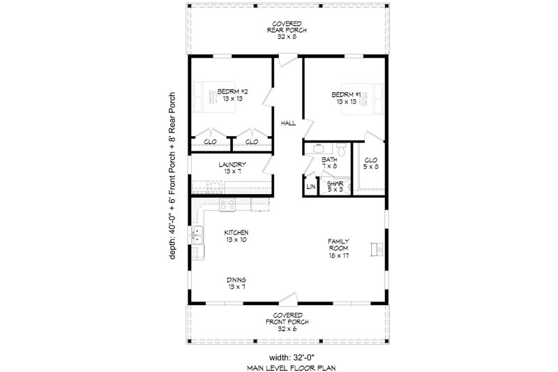 Architectural House Design - Floor Plan - Main Floor for Contemporary House Plan #932-1027 - 2 bed, 1 bath