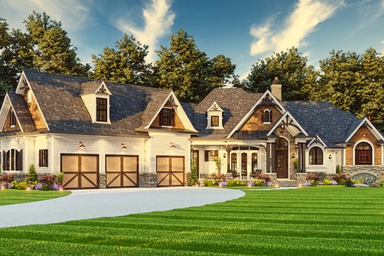 Exterior - Front Elevation 3 for Craftsman House Plan #54-697 - 4 bed, 4.5 bath