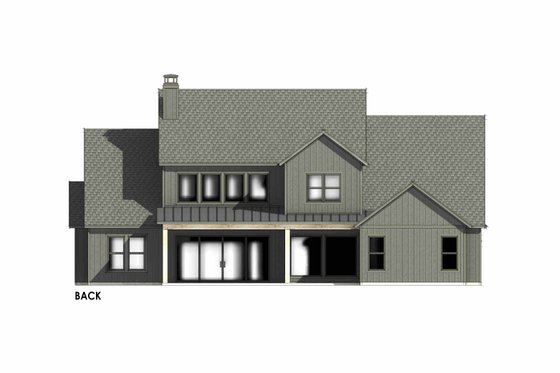 Exterior - Rear Elevation 1 for Country House Plan #1096-17 - 4 bed, 4.5 bath