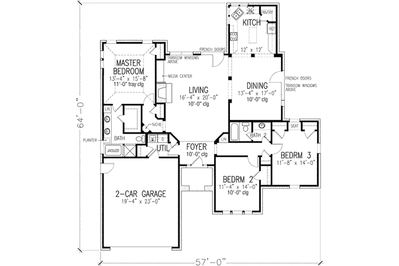 Dream House Plan - Floor Plan - Main Floor for European House Plan #410-301 - 3 bed, 2 bath