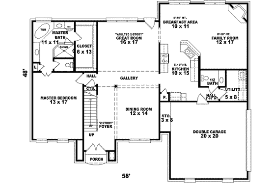 Floor Plan - Main Floor for European House Plan #81-903 - 4 bed, 3.5 bath