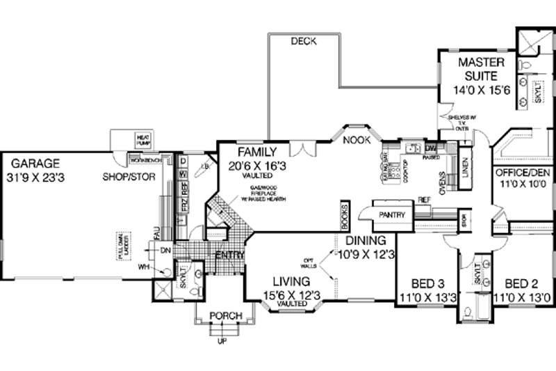 House Plan Design - Floor Plan - Main Floor for Ranch House Plan #60-437 - 4 bed, 3 bath