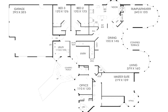 Floor Plan - Main Floor for Traditional House Plan #60-251 - 3 bed, 3.5 bath