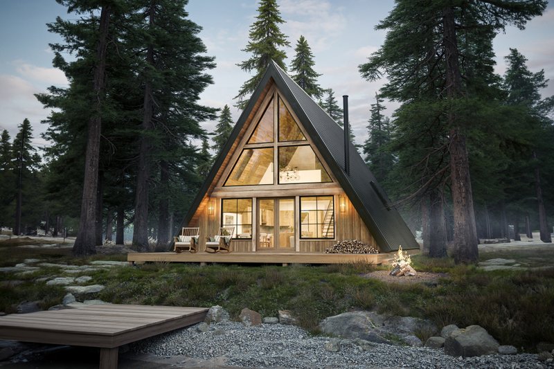 Dream House Plan - Exterior - Rear Elevation for Modern House Plan #1114-32 - 2 bed, 2 bath
