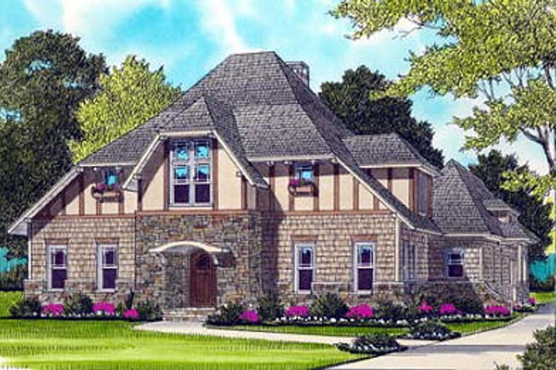 European Style House Plan - 4 Beds 3.5 Baths 3836 Sq/Ft Plan #413-131