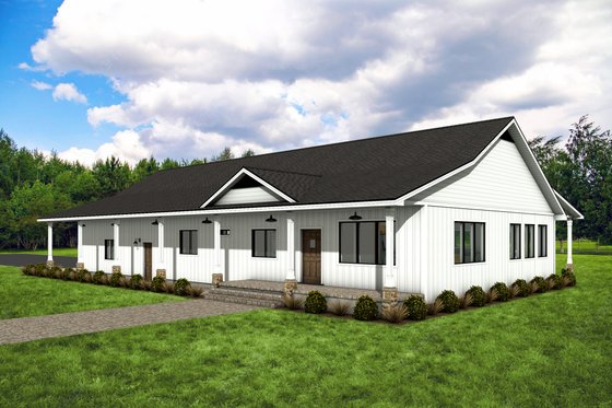 Exterior - Front Elevation 5 for Barndominium House Plan #1084-6 - 3 bed, 2.5 bath
