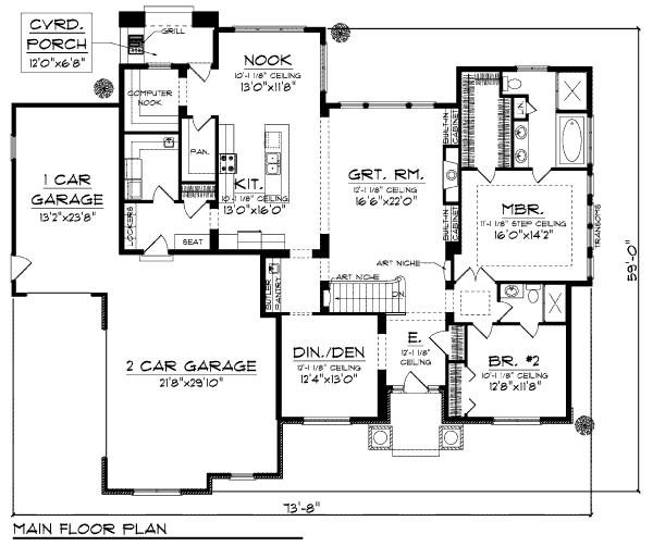 Dream House Plan - Bungalow Floor Plan - Main Floor Plan #70-983
