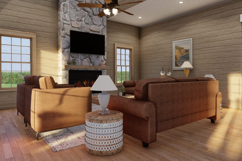 Home Plan - Interior - Family Room for Cabin House Plan #923-389 - 3 bed, 2 bath