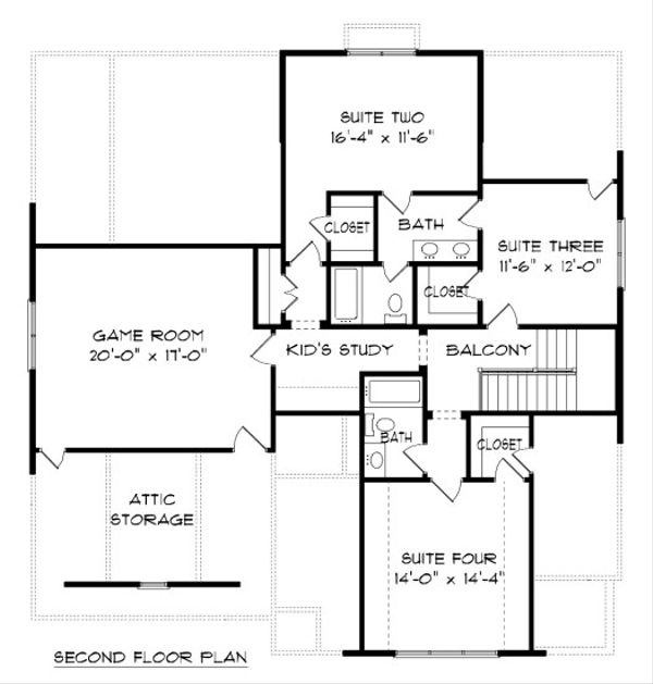 House Design - Tudor Floor Plan - Upper Floor Plan #413-881