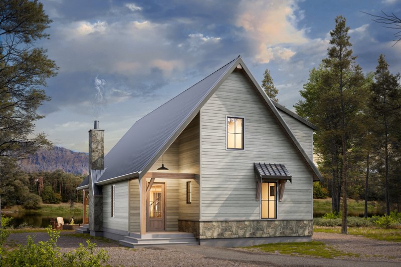Architectural House Design - Cabin Exterior - Front Elevation Plan #1114-36