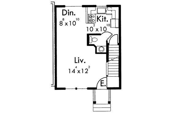 Floor Plan - Main Floor for Traditional House Plan #303-357 - 2 bed, 2.5 bath