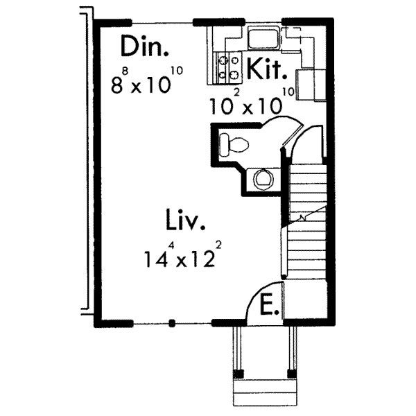 Floor Plan - Main Floor for Traditional House Plan #303-357 - 2 bed, 2.5 bath
