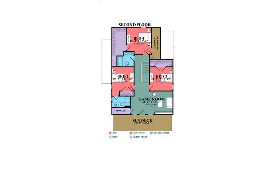 Floor Plan - Upper Floor for Farmhouse House Plan #63-400 - 4 bed, 3 bath