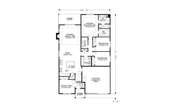 Floor Plan - Main Floor for Craftsman House Plan #53-664 - 4 bed, 2 bath