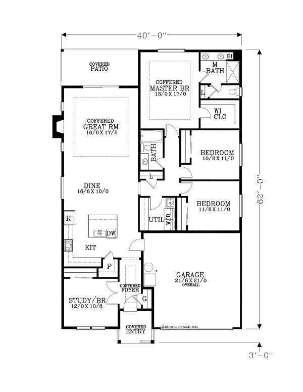 Craftsman Floor Plan - Main Floor Plan #53-664