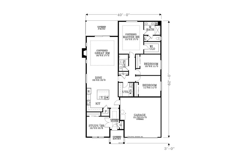 House Design - Floor Plan - Main Floor for Craftsman House Plan #53-664 - 4 bed, 2 bath