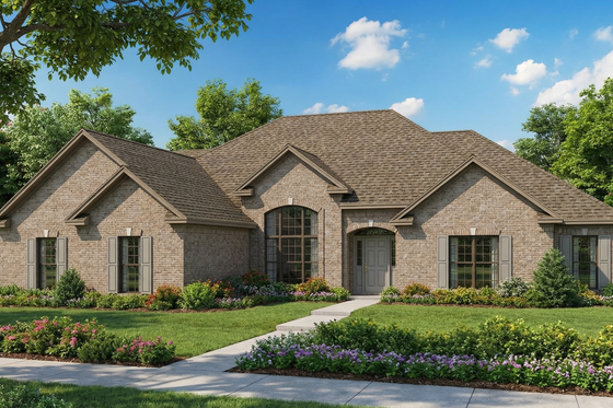 Exterior - Front Elevation for European House Plan #17-2280 - 4 bed, 2.5 bath