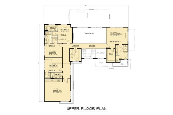 Floor Plan - Upper Floor for Modern House Plan #1066-318 - 5 bed, 5.5 bath