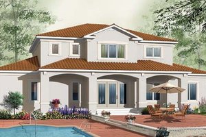 Exterior - Rear Elevation for Mediterranean House Plan #23-284 - 6 bed, 4.5 bath