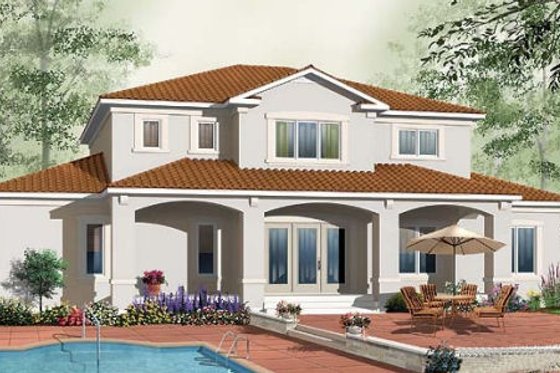 Exterior - Rear Elevation for Mediterranean House Plan #23-284 - 6 bed, 4.5 bath
