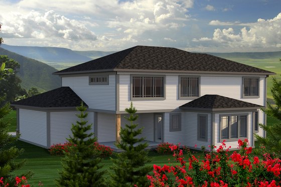 Exterior - Rear Elevation for Prairie House Plan #70-1178 - 4 bed, 3.5 bath