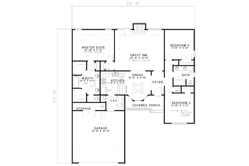 Traditional Style House Plan - 3 Beds 2 Baths 1538 Sq/Ft Plan #17-134 ...