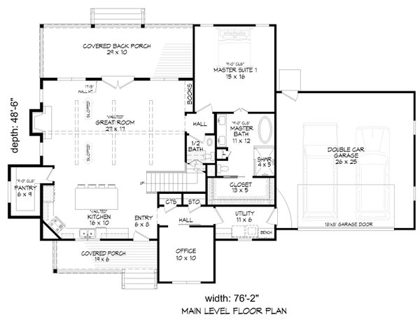 House Blueprint - Country Floor Plan - Main Floor Plan #932-1369
