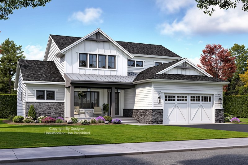 Architectural House Design - Exterior - Front Elevation 4 for Farmhouse House Plan #51-1383 - 4 bed, 3.5 bath