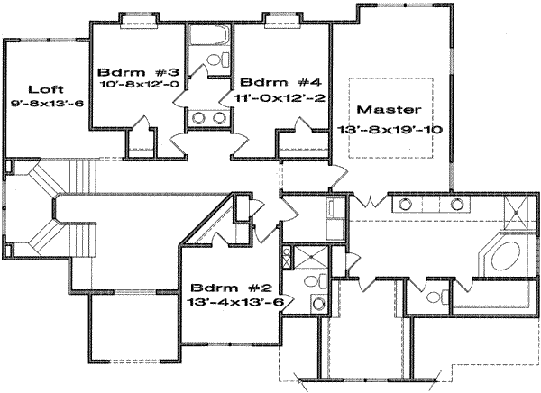 Traditional Floor Plan - Upper Floor Plan #6-141