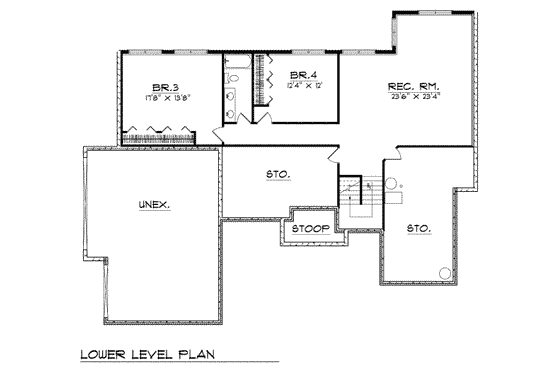Floor Plan - Lower Floor for Traditional House Plan #70-499 - 2 bed, 2.5 bath