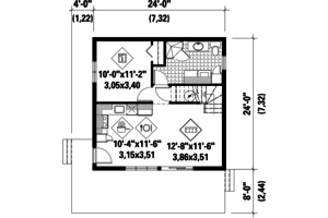 Floor Plan - Main Floor for Cabin House Plan #25-4588 - 2 bed, 1 bath