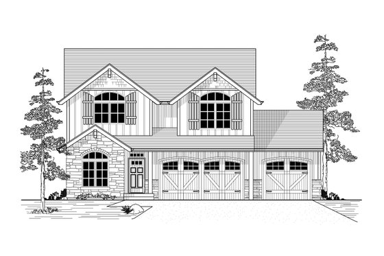 Exterior - Front Elevation for Craftsman House Plan #53-554 - 4 bed, 2.5 bath