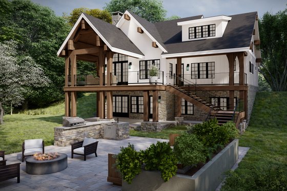 Exterior - Rear Elevation for Cabin House Plan #1094-18 - 3 bed, 2.5 bath