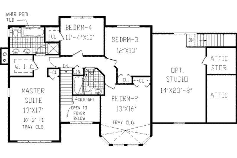 Dream House Plan - Floor Plan - Upper Floor for Colonial House Plan #3-187 - 4 bed, 2.5 bath