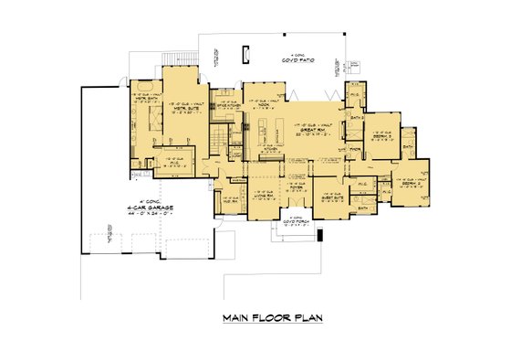 Floor Plan - Main Floor for Contemporary House Plan #1066-195 - 4 bed, 4.5 bath