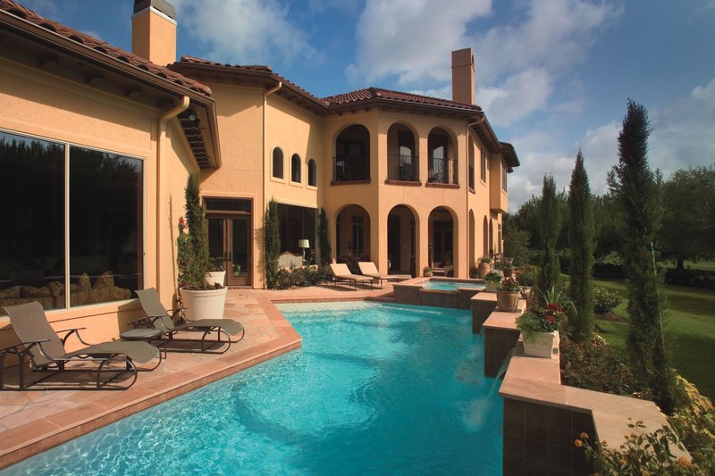Architectural House Design - Exterior - Rear Elevation for Mediterranean House Plan #20-2166 - 5 bed, 6 bath