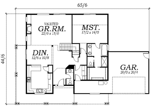Floor Plan - Main Floor for Victorian House Plan #130-103 - 3 bed, 2.5 bath
