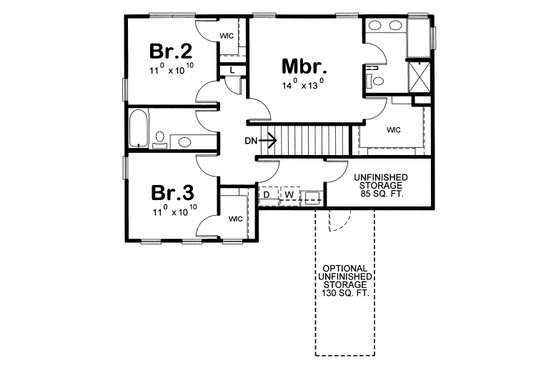 Floor Plan - Upper Floor for Bungalow House Plan #20-1780 - 3 bed, 3 bath
