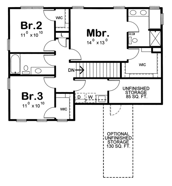 Home Plan - Floor Plan - Upper Floor for Bungalow House Plan #20-1780 - 3 bed, 3 bath